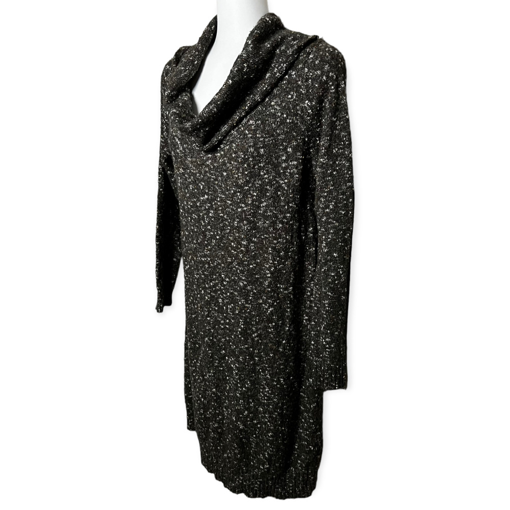 Max Studio Marled Brown Cowl Neck Knit Sweater Dress Long Sleeve Size Medium